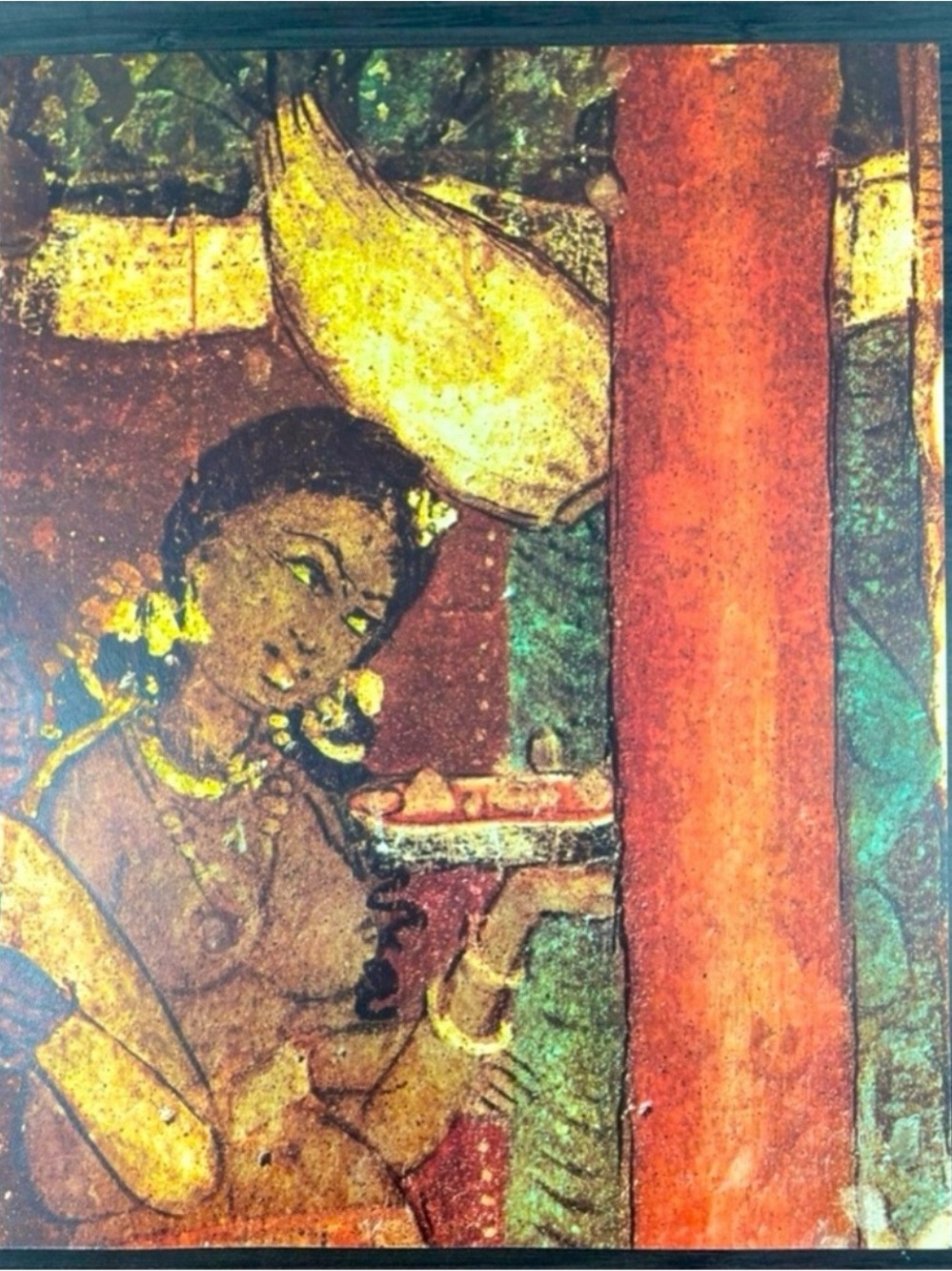 Elegant Lady Original Antique Vintage Fine Art INDIA Print Poster Ajanta Caves